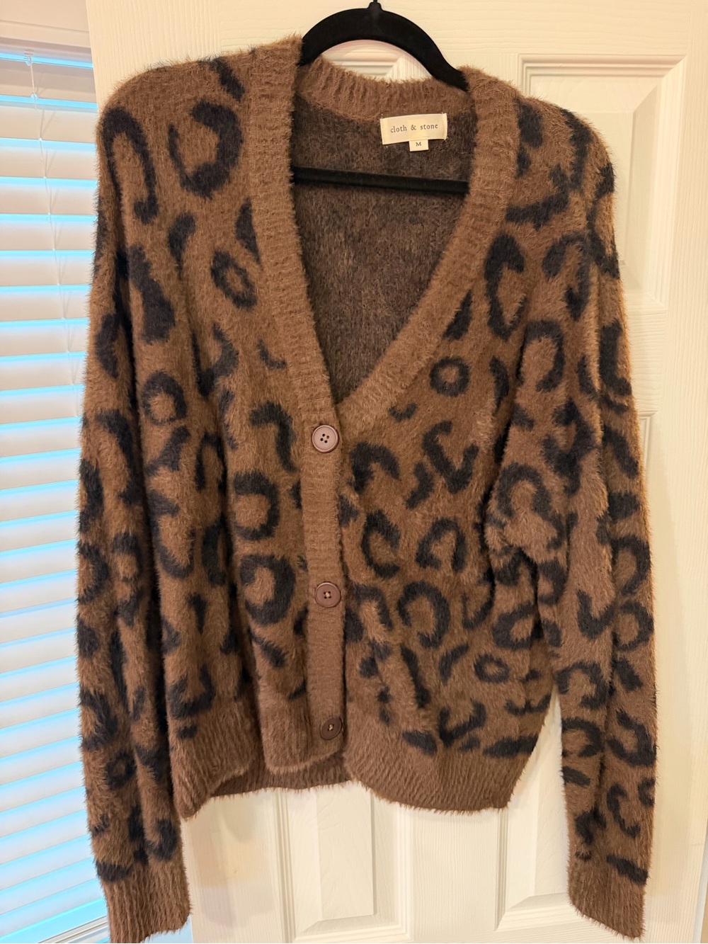 cloth & stone Brown Leopard-Print V-Neck Cardigan